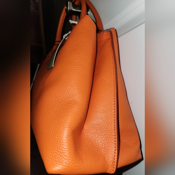 ***SOLD** Iacucci Pebbled Italian Leather Tote Satchel Bag in Orange; New w/Tags - Picture 14 of 16